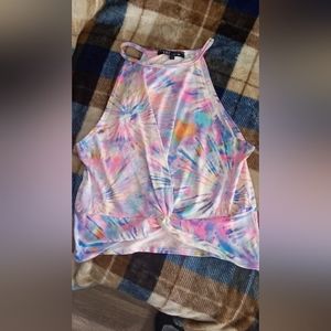 Ymi tie dye knotted cropped tank